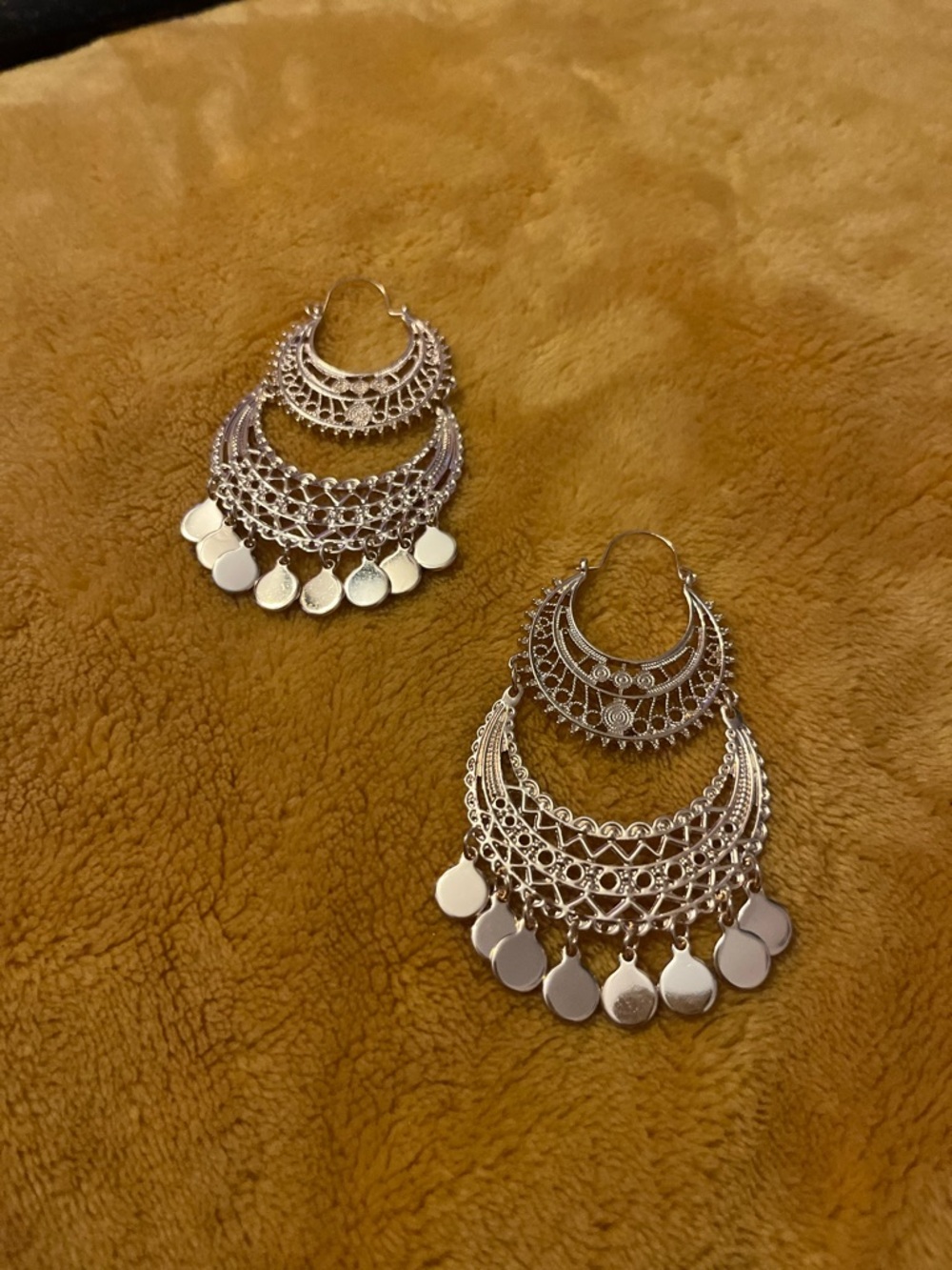 Lot of 3 gold Dangle Hoop Earrings - Women Jewelry